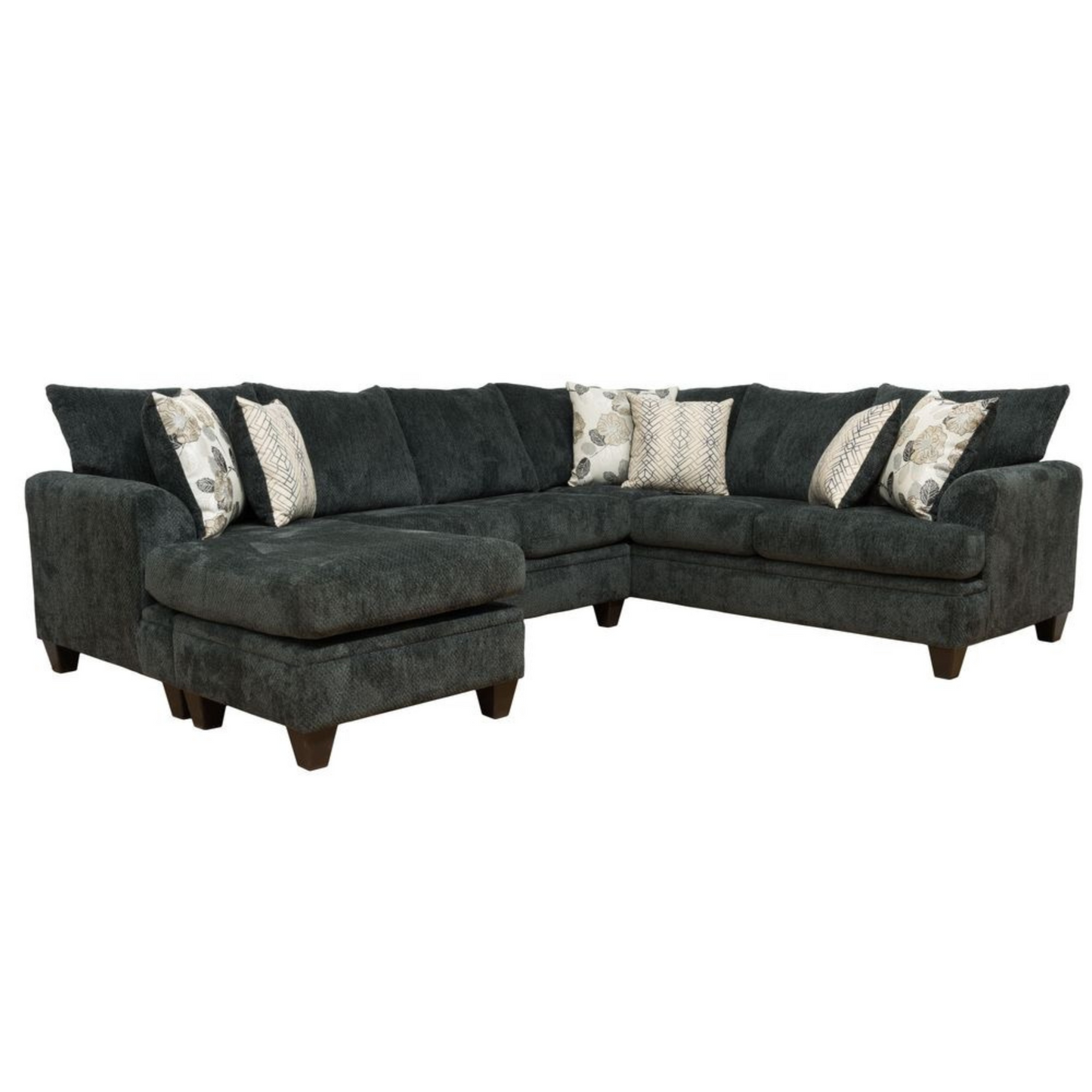 Charcoal Fabric Sectional Sofa With Floating Ottoman