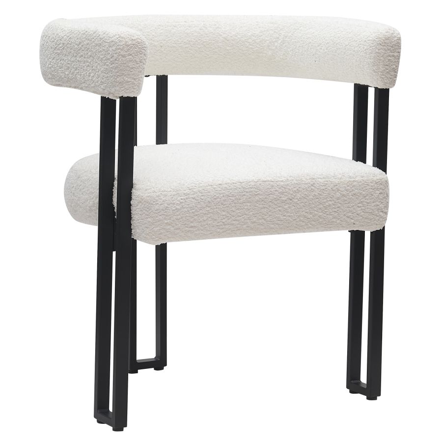 Scarlet Dining Chair, set of 2, in Ivory Boucle and Black