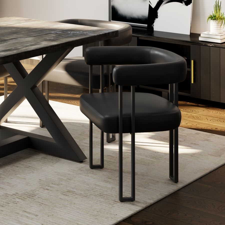 Scarlet Dining Chair, set of 2, in Black PU