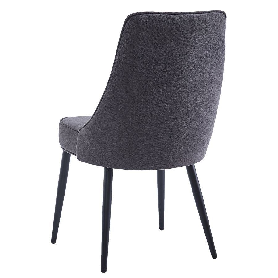 Koda Dining Chair, Fabric, set of 2, in Charcoal and Black