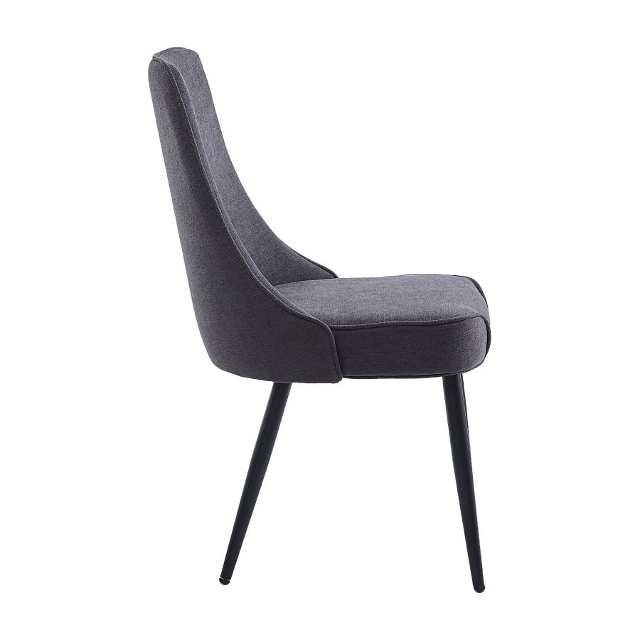 Koda Dining Chair, Fabric, set of 2, in Charcoal and Black