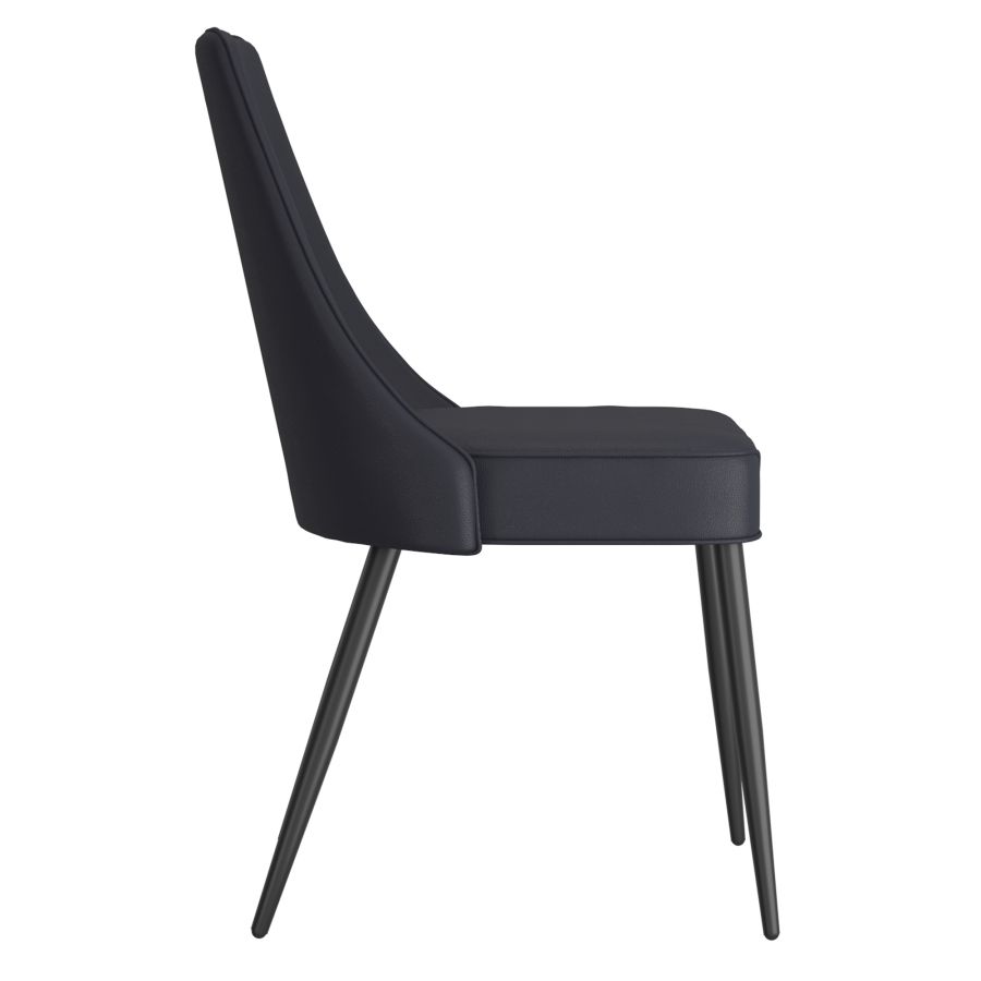 Koda Dining Chair, Faux Leather, set of 2, in Black