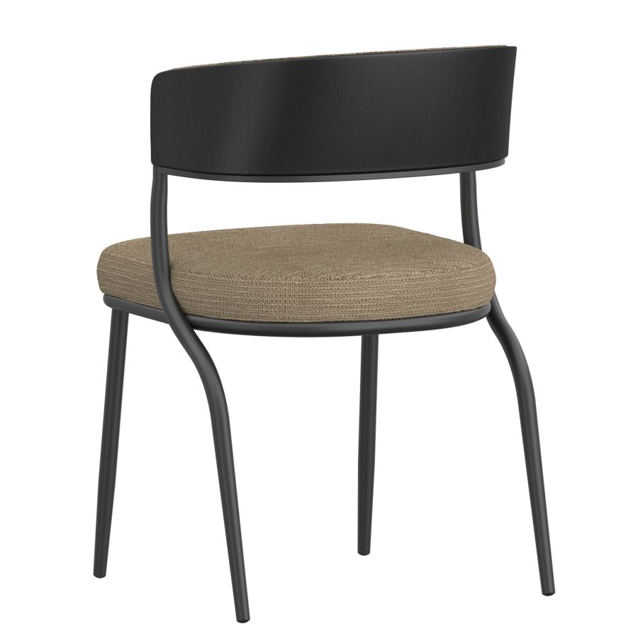 Kazan Dining Chair, Set of 2 in Dark Beige Performance Fabric & Black Metal