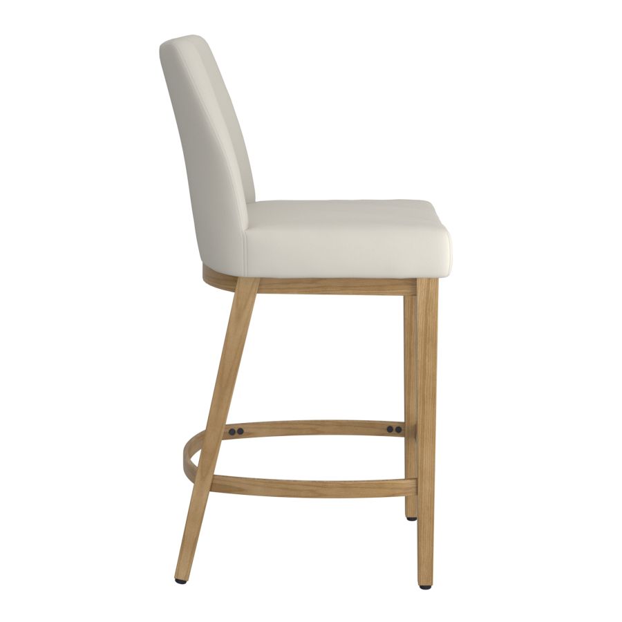 Jace 26" Counter Stool, set of 2, in Beige Fabric and Natural