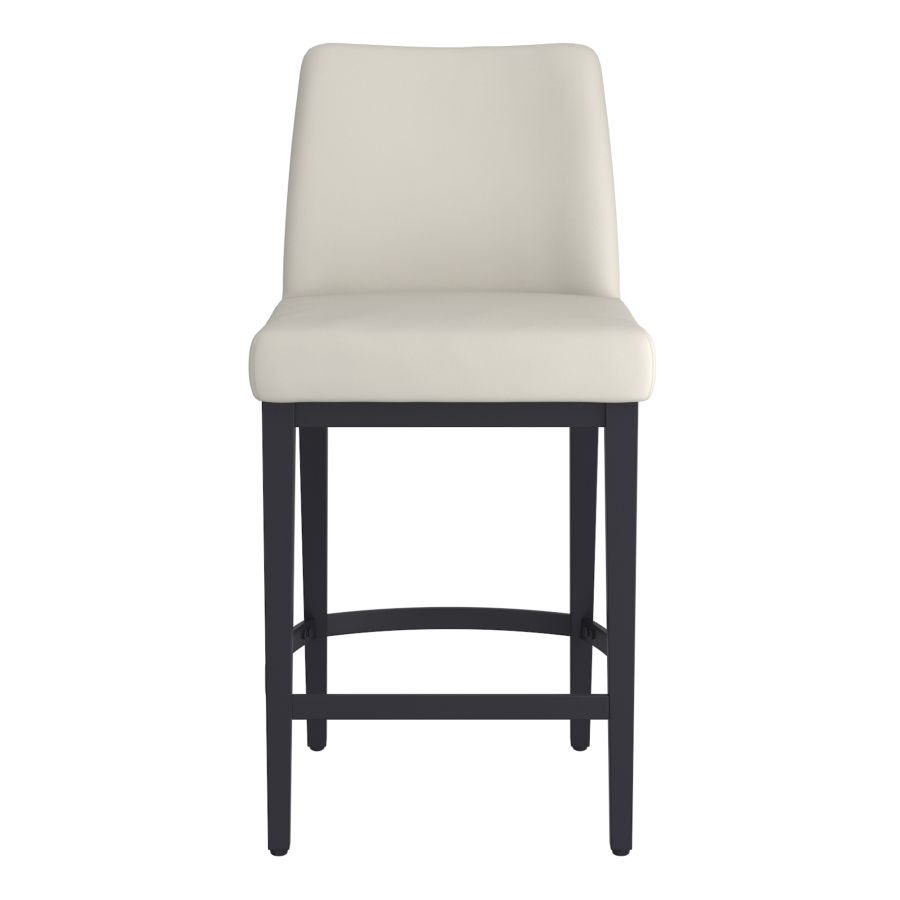 Jace 26" Counter Stool, set of 2, in Beige Faux Leather and Black