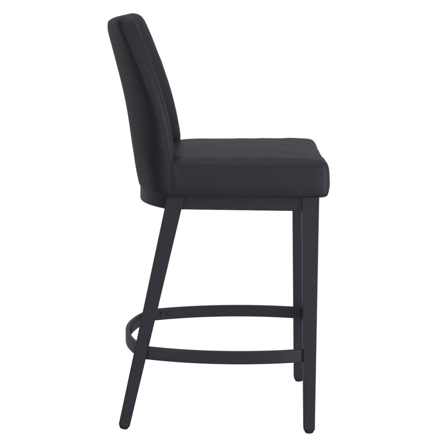 Jace 26" Counter Stool, set of 2, in Black Faux Leather and Black