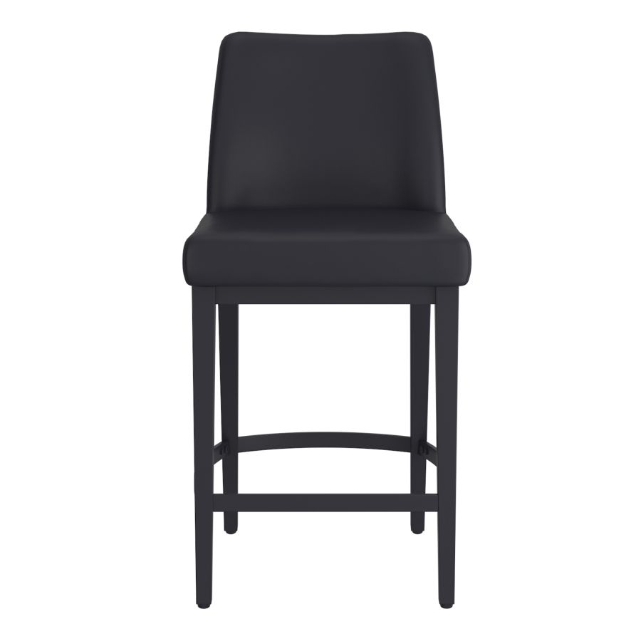 Jace 26" Counter Stool, set of 2, in Black Faux Leather and Black