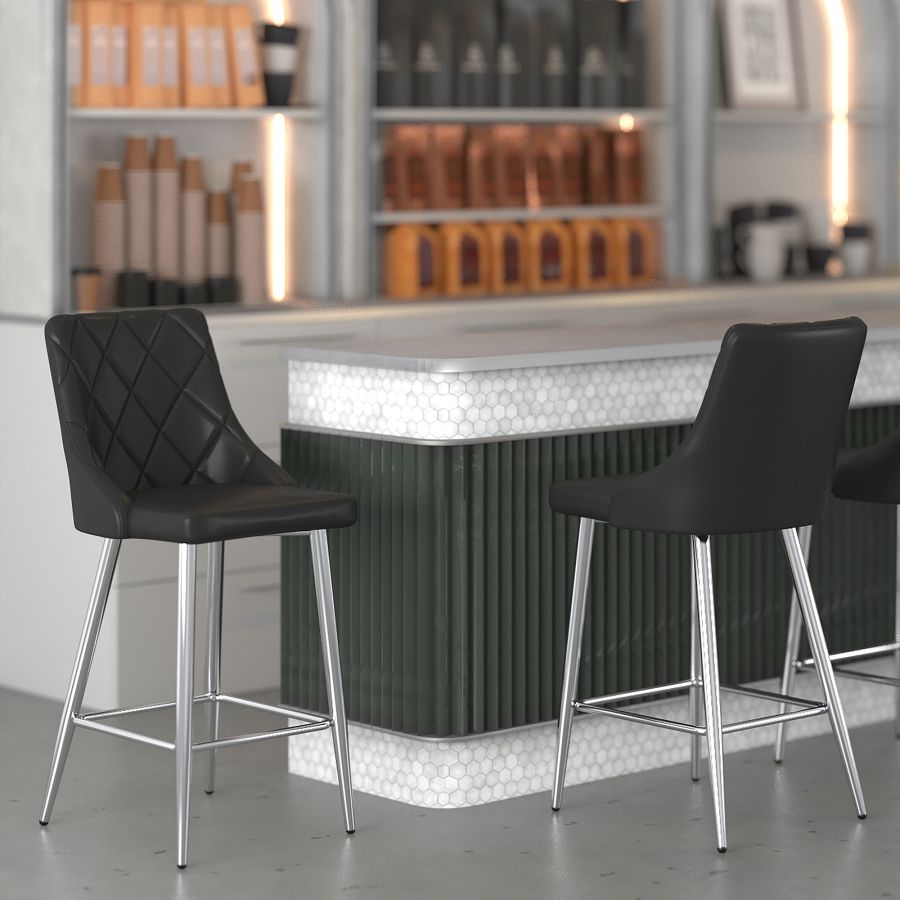 Devo 26" Counter Stool, set of 2, in Black