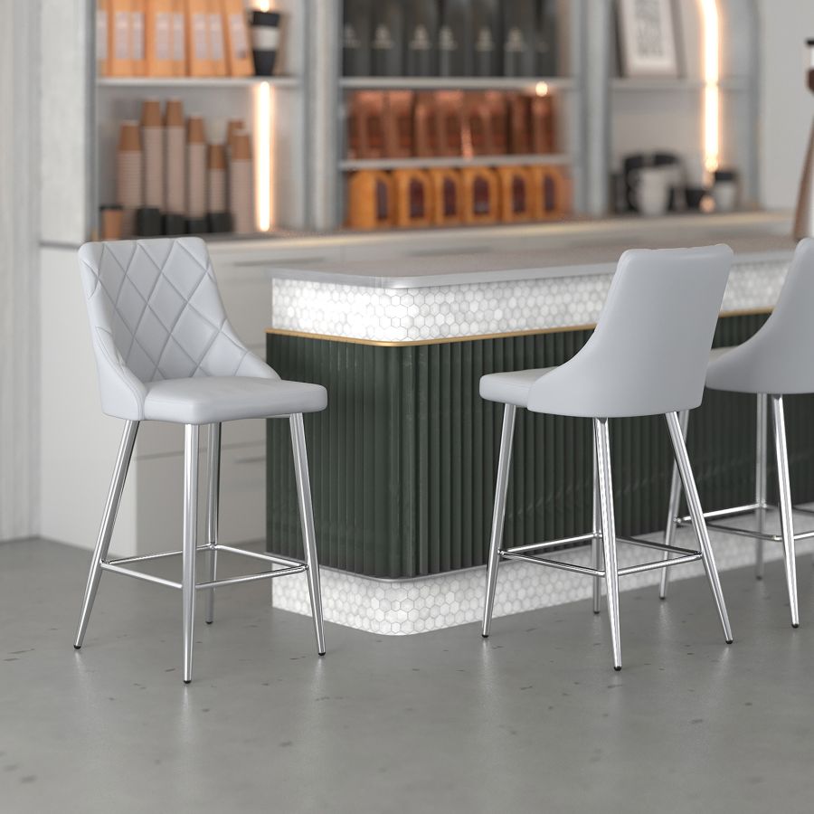 Devo 26" Counter Stool, set of 2, in Light Grey