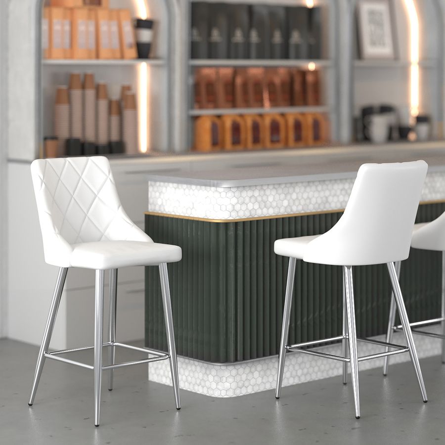 Devo 26" Counter Stool, set of 2, in White