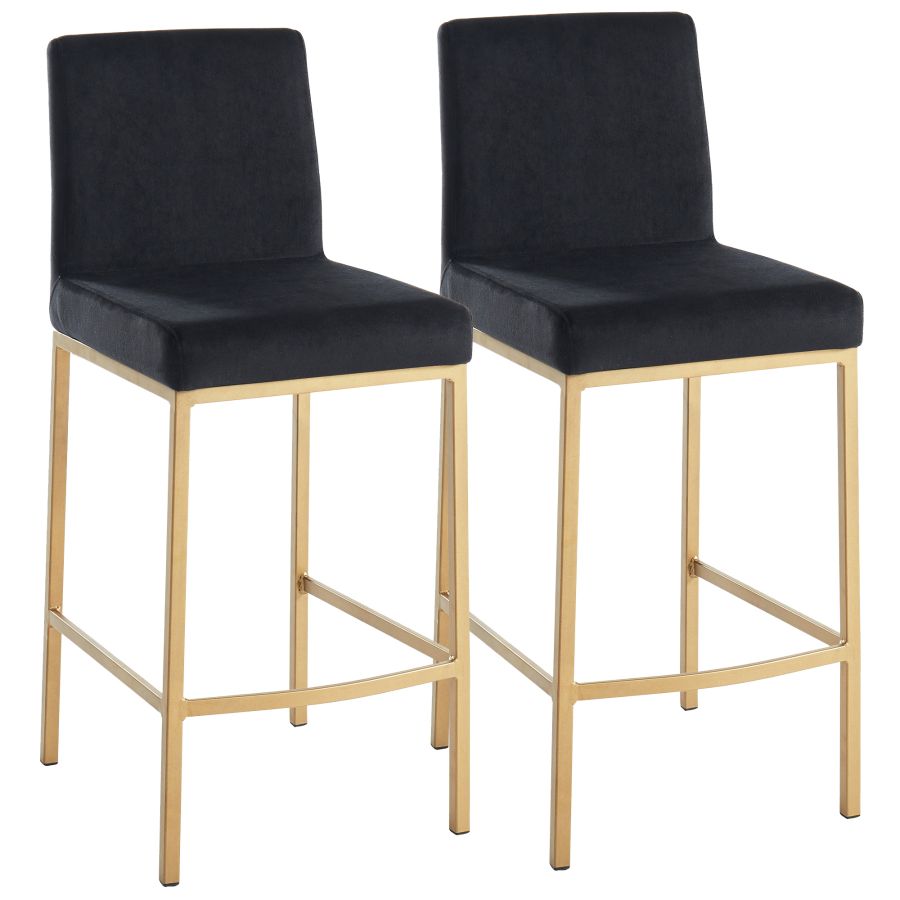Diego 26" Counter Stool, set of 2, in Black and Aged Gold Leg