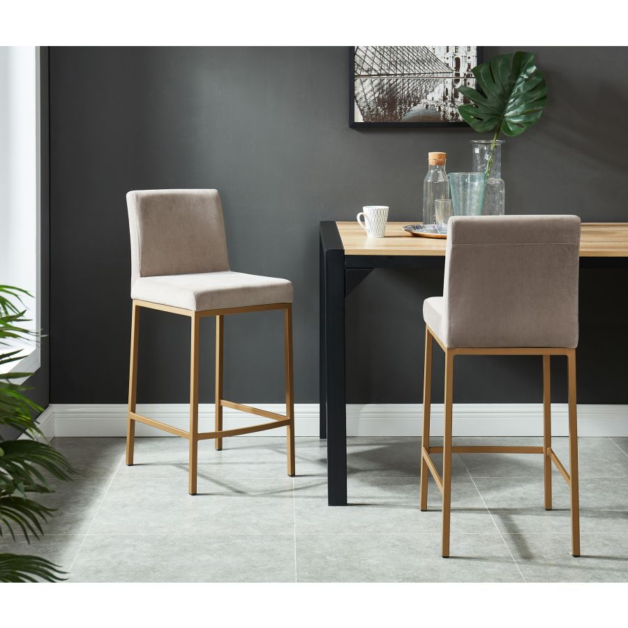 Diego 26" Counter Stool, set of 2, in Grey and Aged Gold Leg