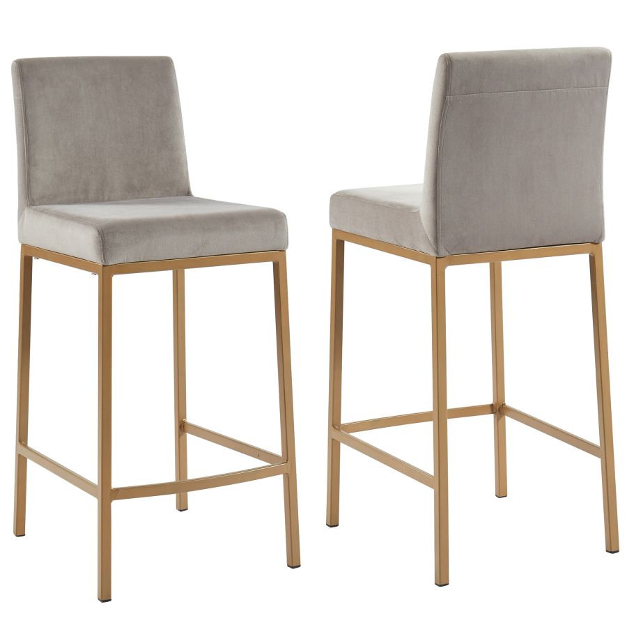 Diego 26" Counter Stool, set of 2, in Grey and Aged Gold Leg