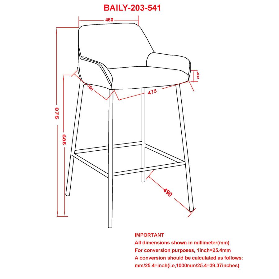 Baily 26" Counter Stool, set of 2, in Beige and Black