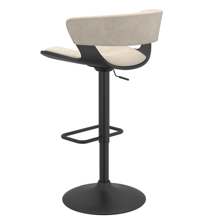Rover Adjustable Air Lift Stool in Ivory and Black