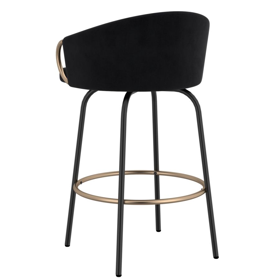 Lavo 26" Counter Stool, set of 2, in Black and Gold