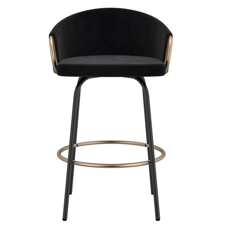 Lavo 26" Counter Stool, set of 2, in Black and Gold