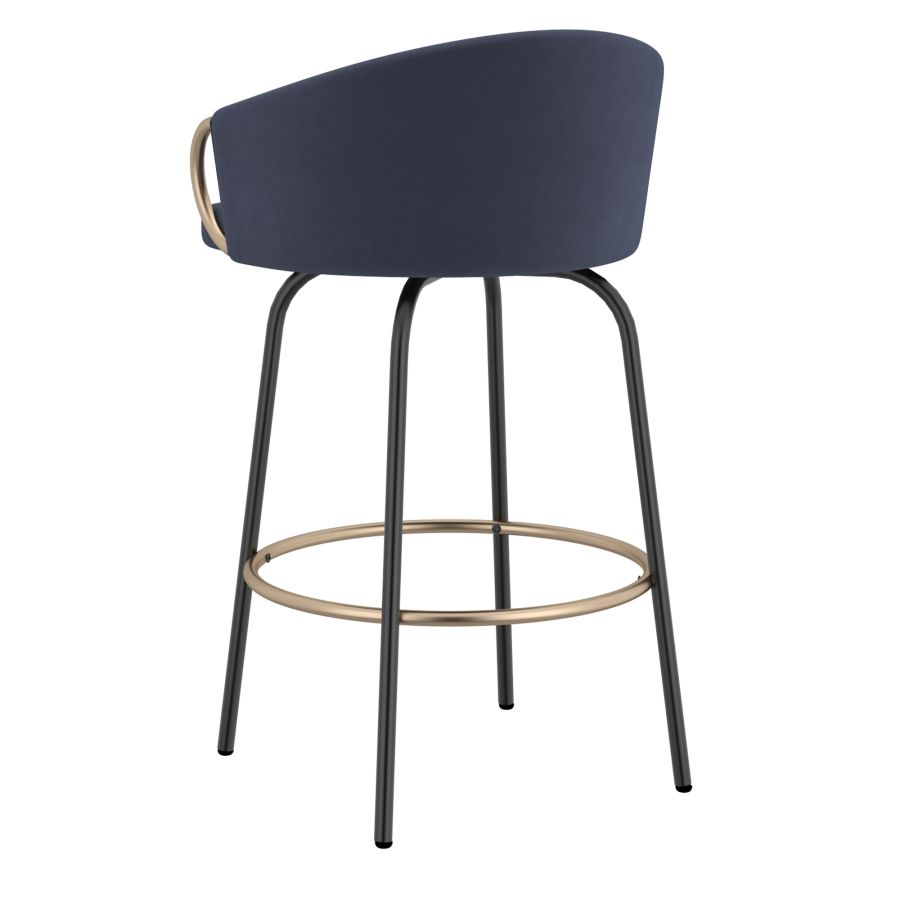 Lavo 26" Counter Stool, set of 2, in Blue and Black and Gold