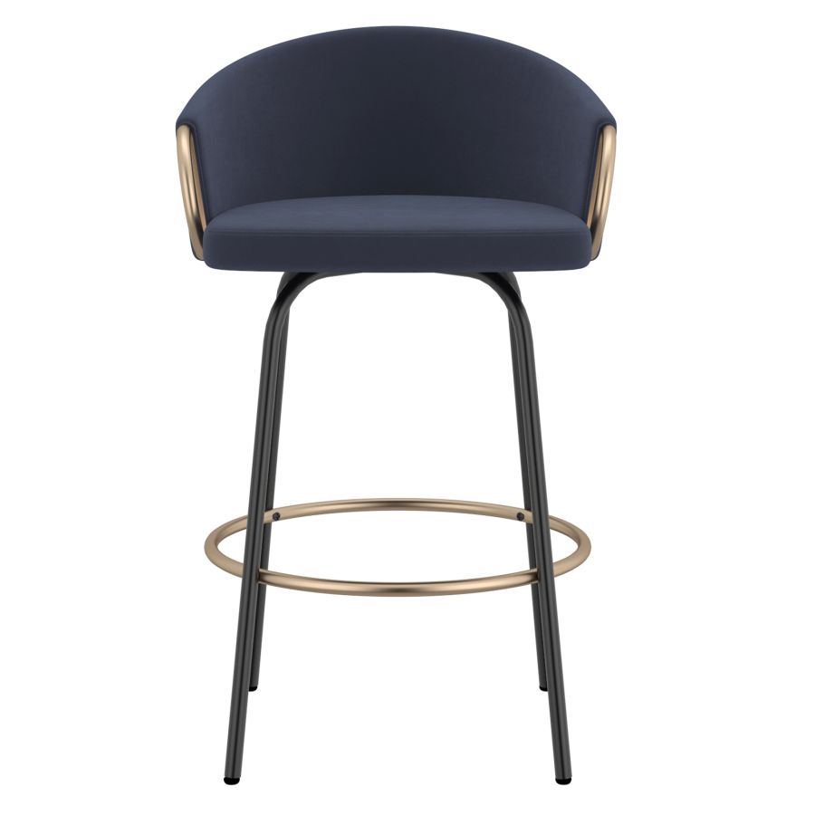 Lavo 26" Counter Stool, set of 2, in Blue and Black and Gold