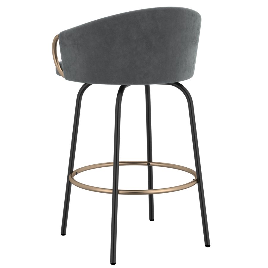 Lavo 26" Counter Stool, set of 2, in Grey and Black and Gold