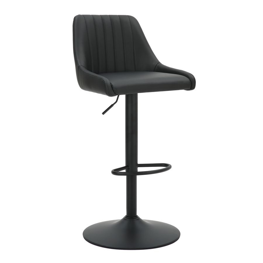 Kron Adjustable Height Air-Lift Swivel Stool, set of 2, in Black Faux Leather