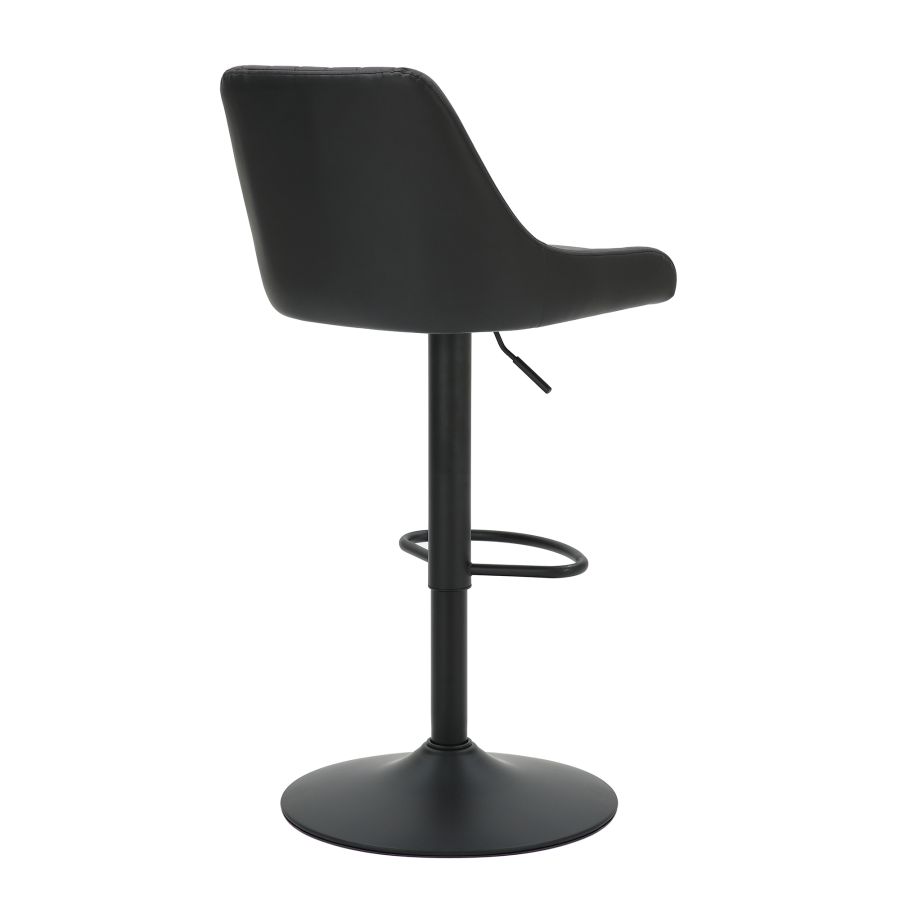 Kron Adjustable Height Air-Lift Swivel Stool, set of 2, in Black Faux Leather
