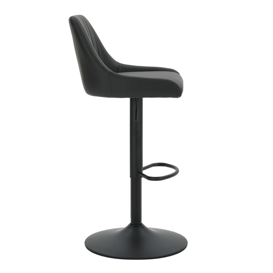 Kron Adjustable Height Air-Lift Swivel Stool, set of 2, in Black Faux Leather