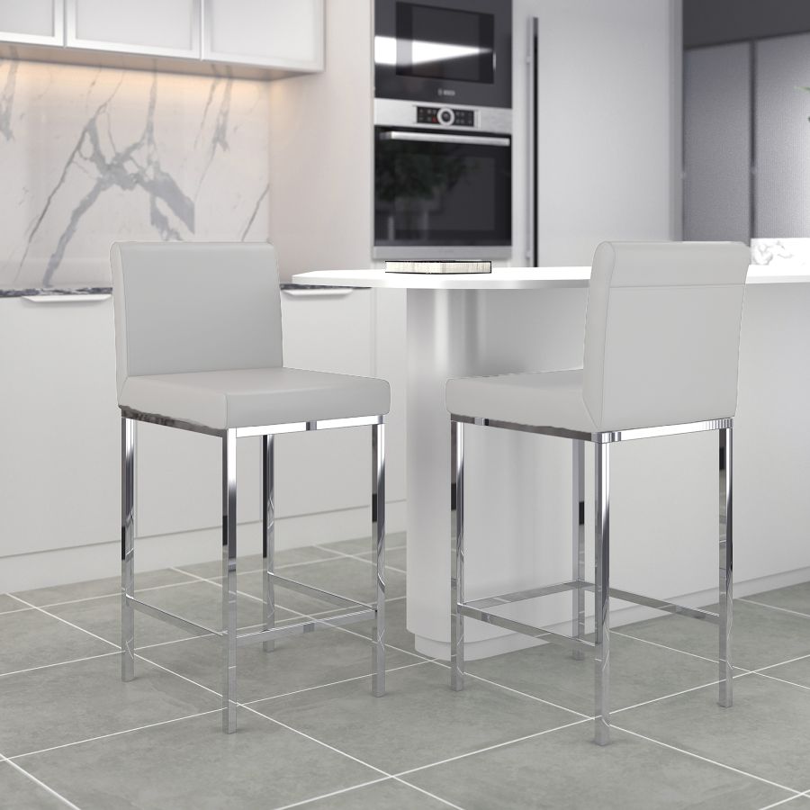 Porto 26" Counter Stool, set of 2, in Grey and Chrome