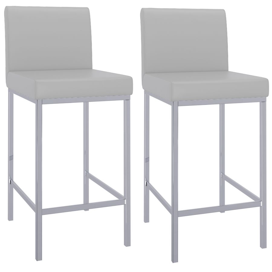 Porto 26" Counter Stool, set of 2, in Grey and Chrome