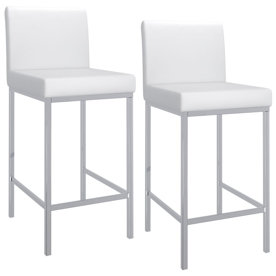 Porto 26" Counter Stool, set of 2, in White and Chrome