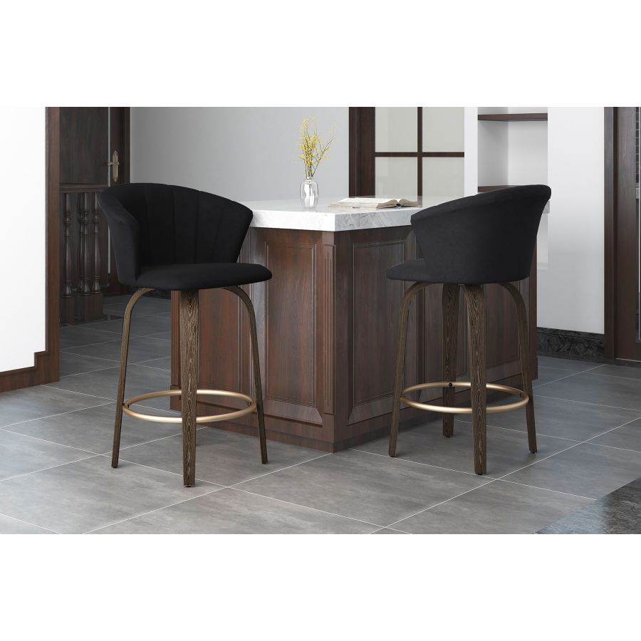 Tula 26" Counter Stool in Black and Washed Oak
