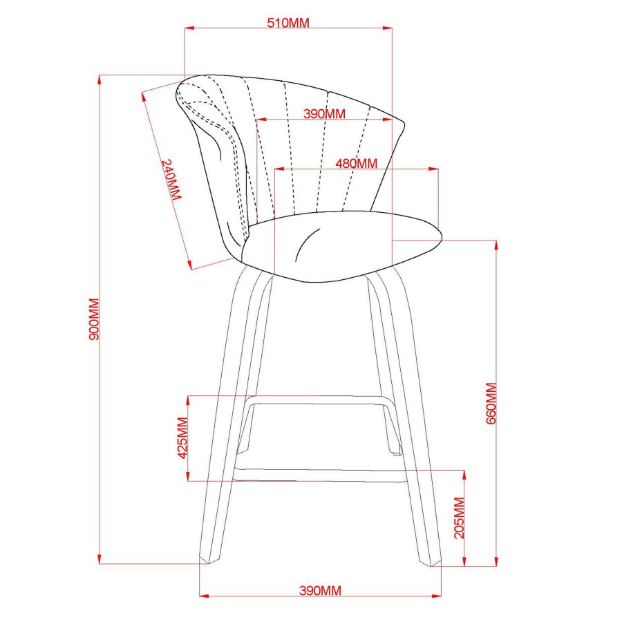 Tula 26" Counter Stool in Black and Washed Oak