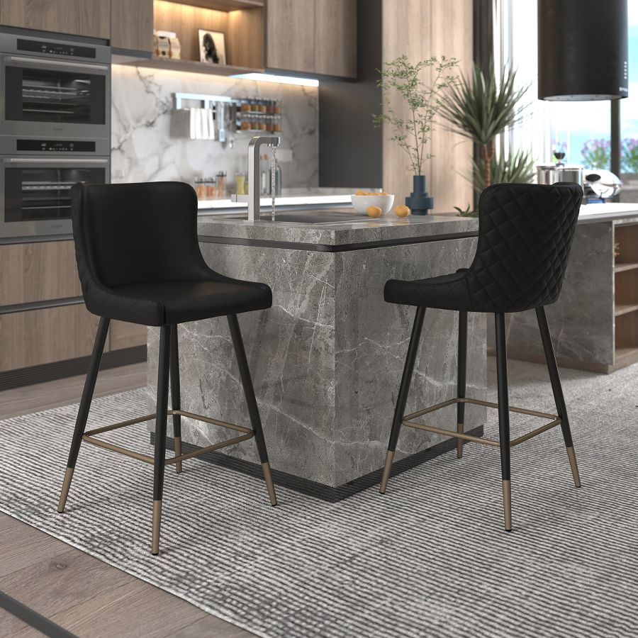 Xander 26" Counter Stool, set of 2, in Black
