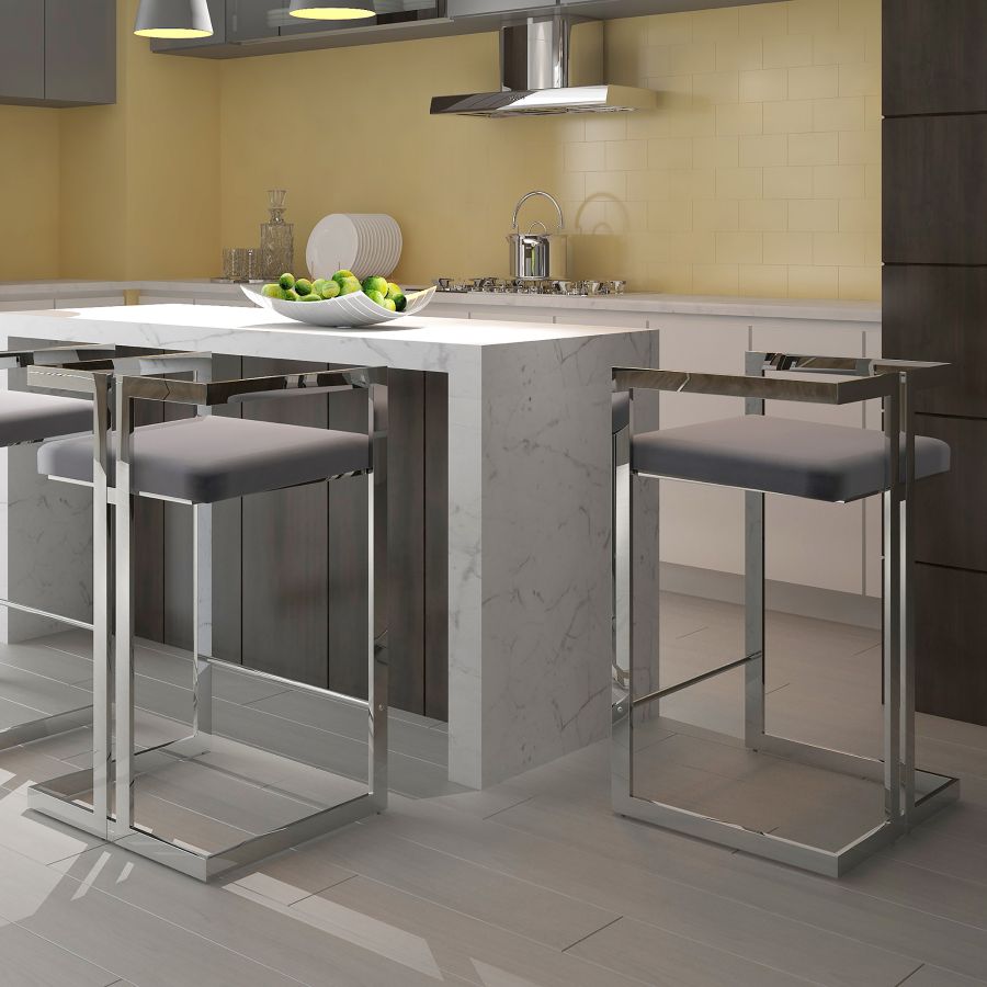 Cosmo 26" Counter Stool in Grey and Silver