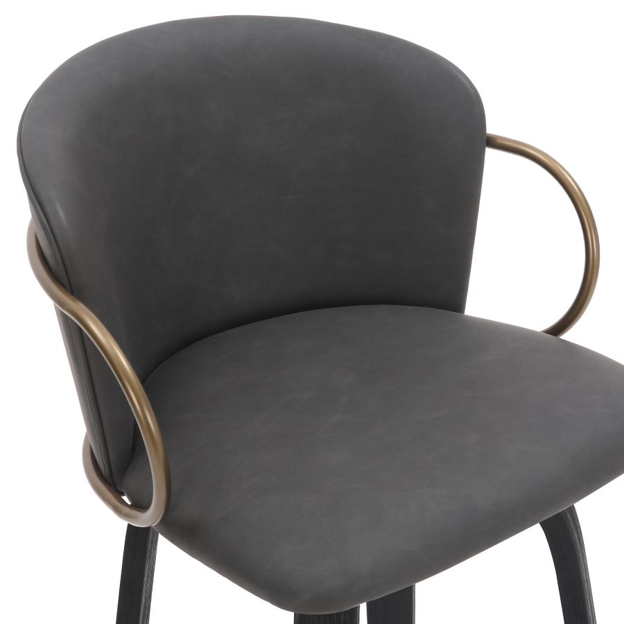 Lawson 26" Counter Stool, set of 2, with Swivel in Vintage Charcoal, Black and Aged Gold