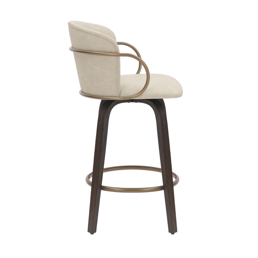 Lawson 26" Counter Stool, set of 2, with Swivel in Vintage Ivory, Brown and Aged Gold