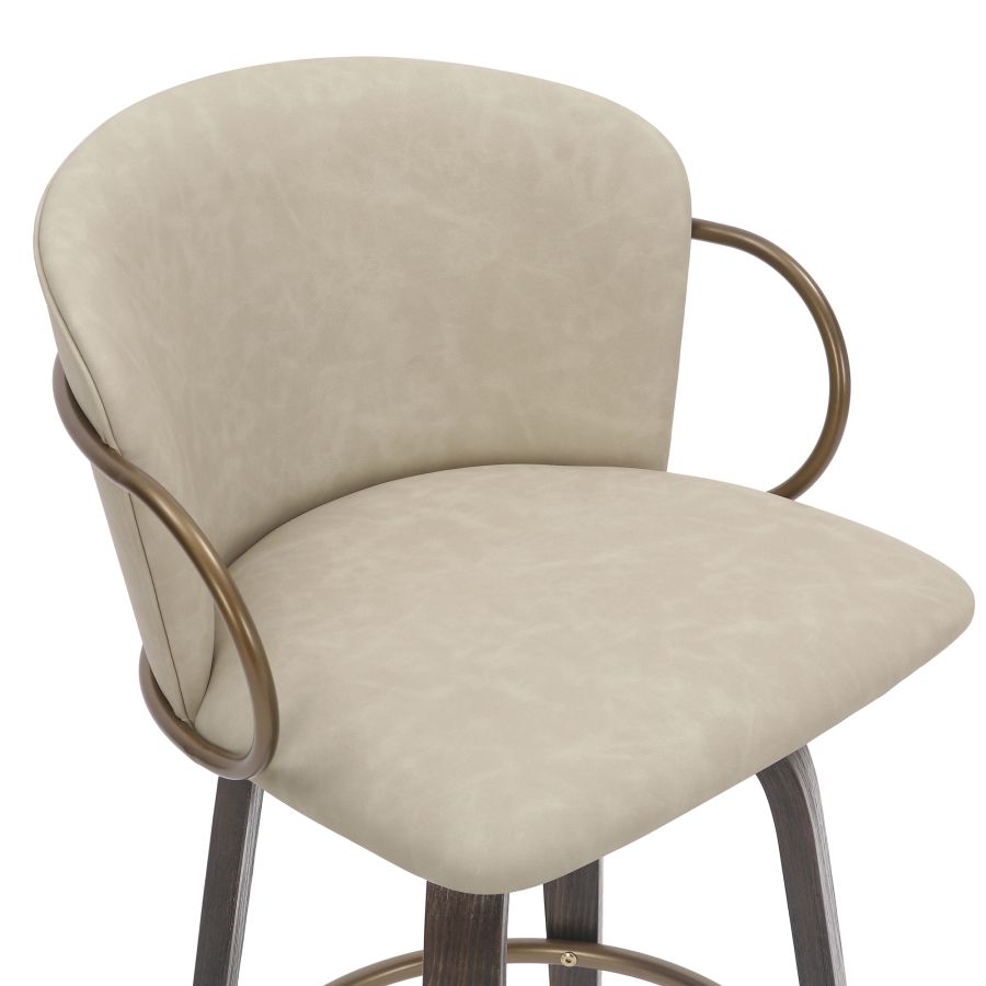 Lawson 26" Counter Stool, set of 2, with Swivel in Vintage Ivory, Brown and Aged Gold