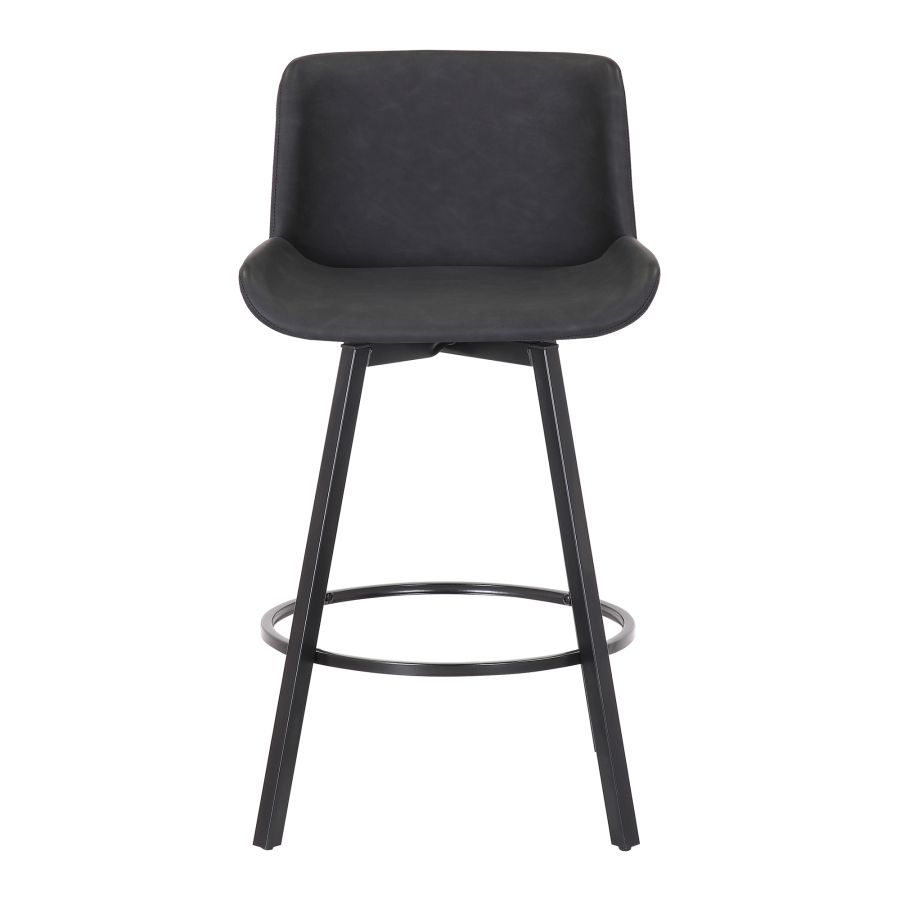 Fern 26" Counter Stool, set of 2, with Swivel in Vintage Charcoal Faux Leather and Black