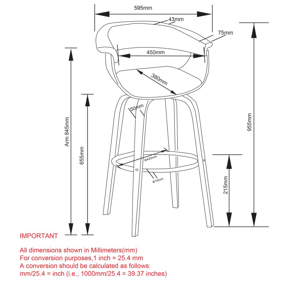 Holt 26" Counter Stool in Charcoal and Walnut
