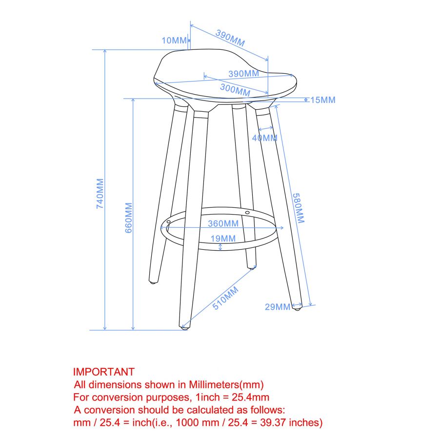 Trex 26" Counter Stool, set of 2, in Black