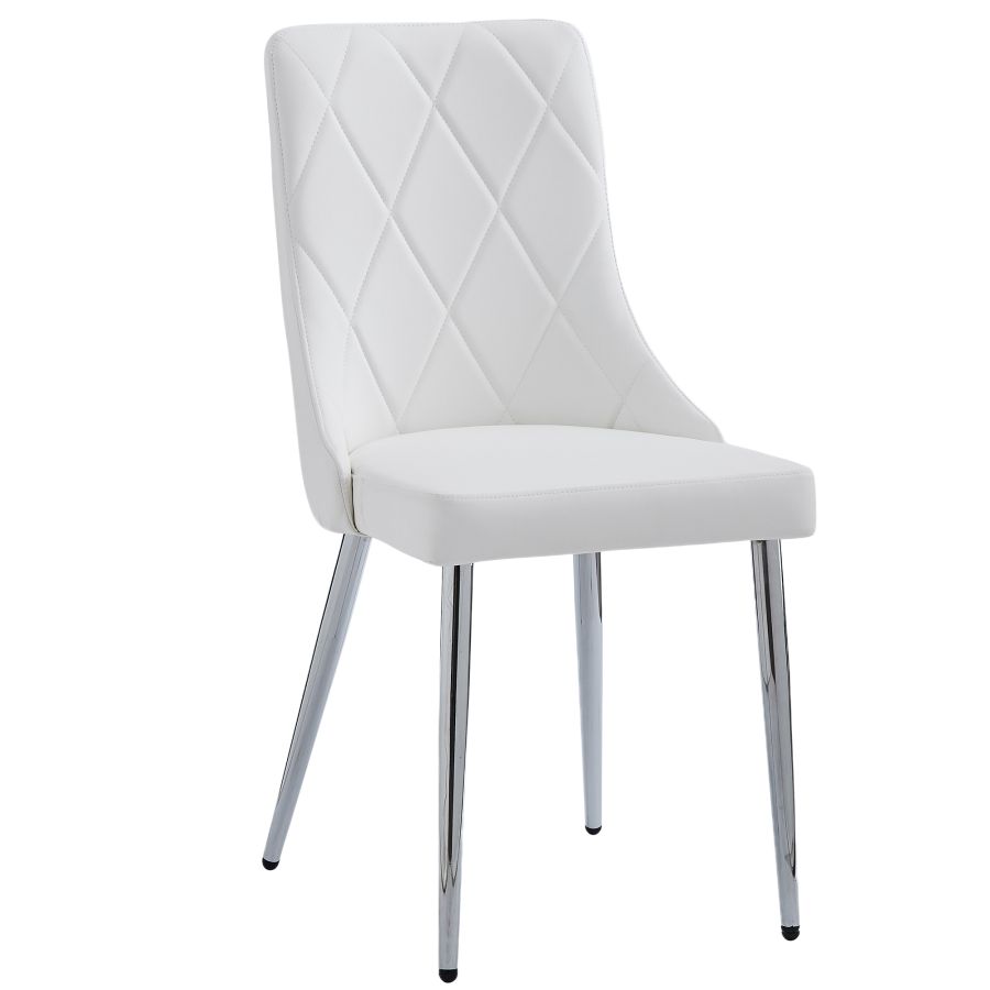 Rocca/Devo 5pc Dining Set in Walnut with White Chair