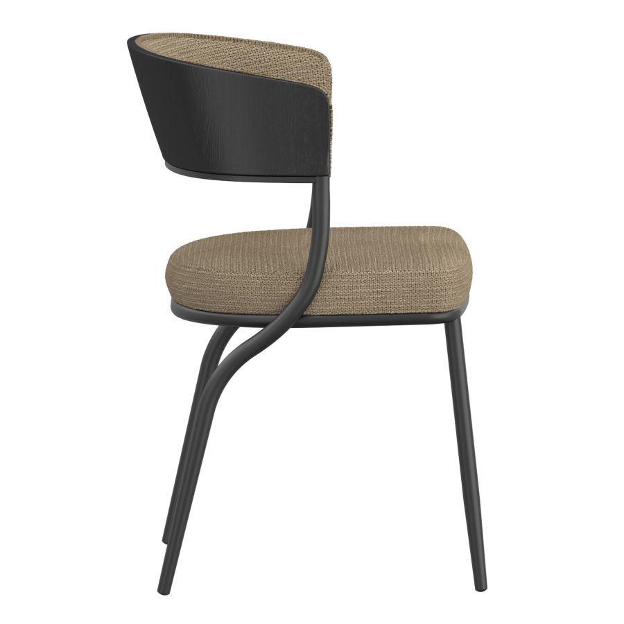 Sangra/Kazan 6pc Dining Set - Black Table and Bench with Dark Beige Chair