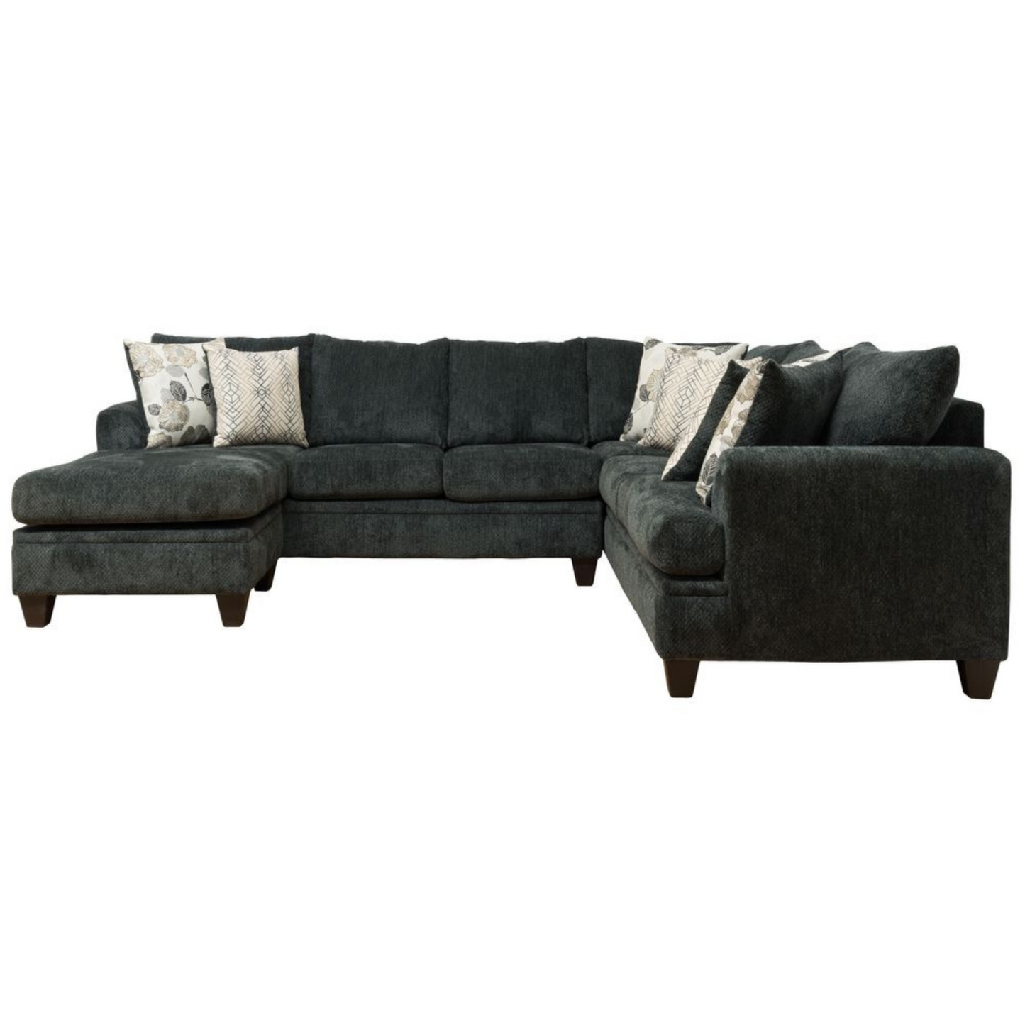 Charcoal Fabric Sectional Sofa With Floating Ottoman
