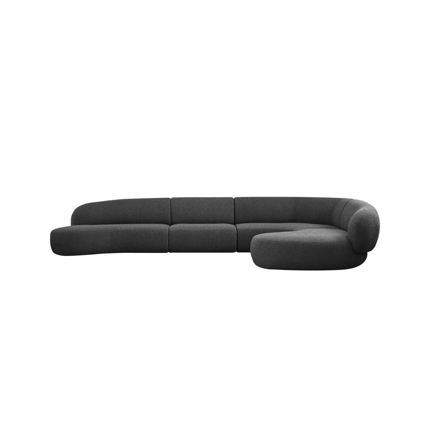 Moritz Sectional 4-piece Chaise Facing Left In Licorice Boucle