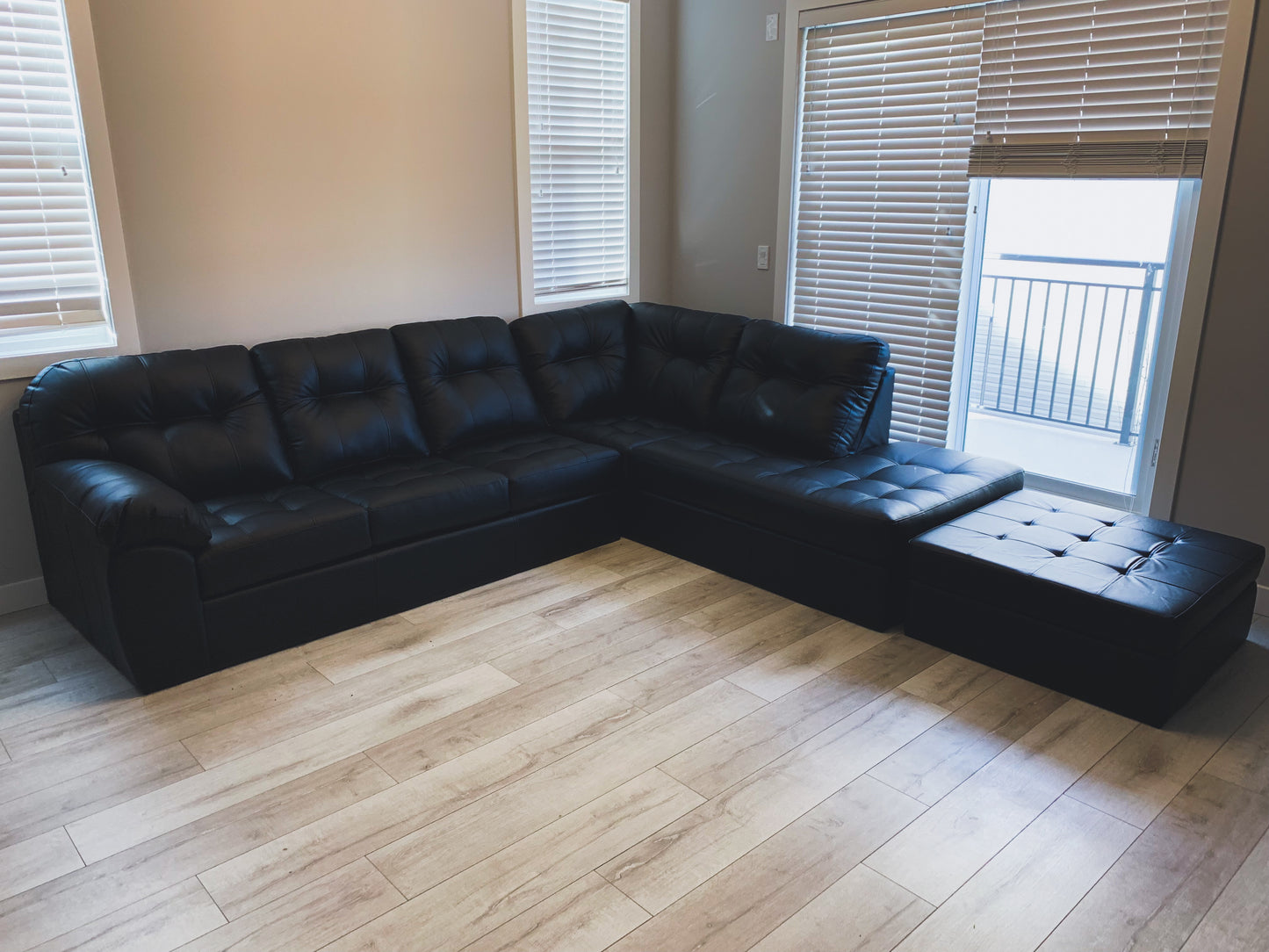 Faux Black Leather Sectional
