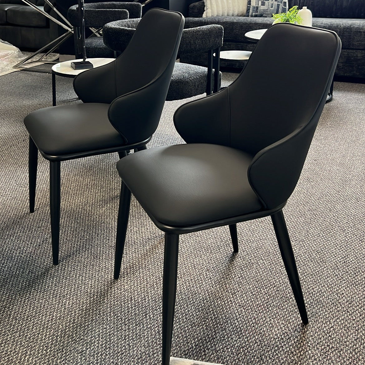 Kash Dining Chair, set of 2, in Black Faux Leather and Black
