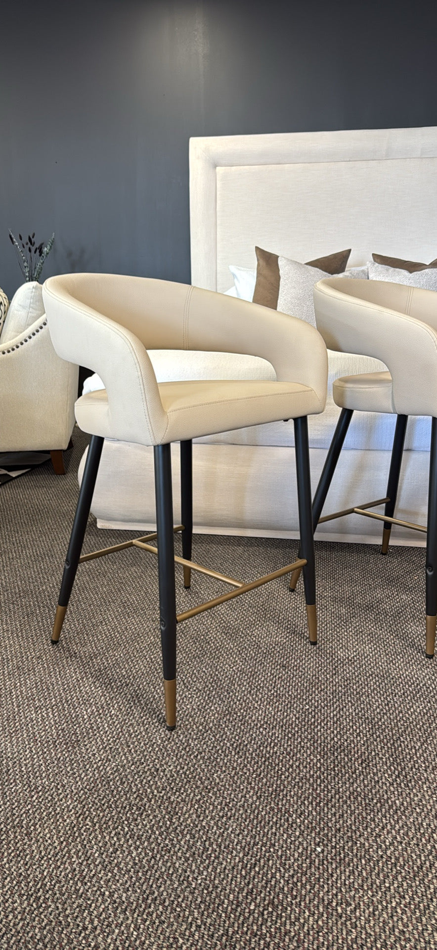 Crimson 26" Counter Stool, set of 2, in Beige and Black