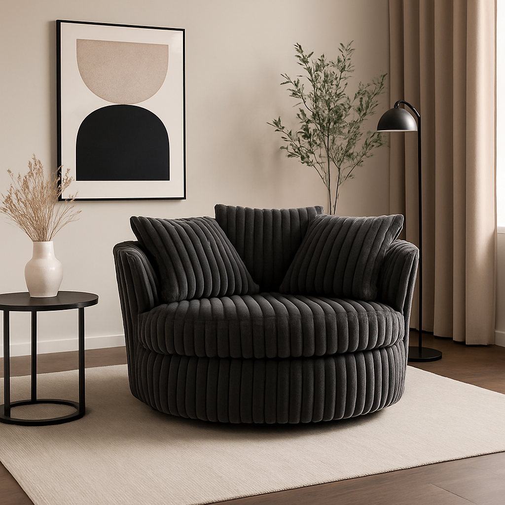 6129 Collection Fabric Swivel Chair with Castors
