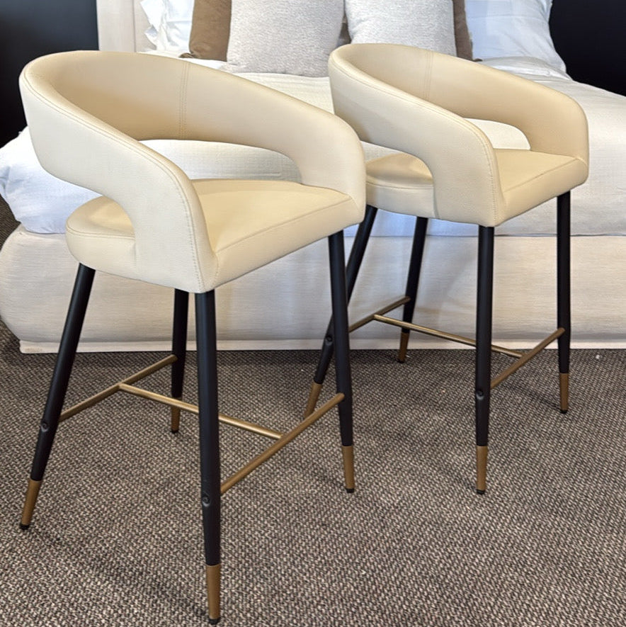 Crimson 26" Counter Stool, set of 2, in Beige and Black