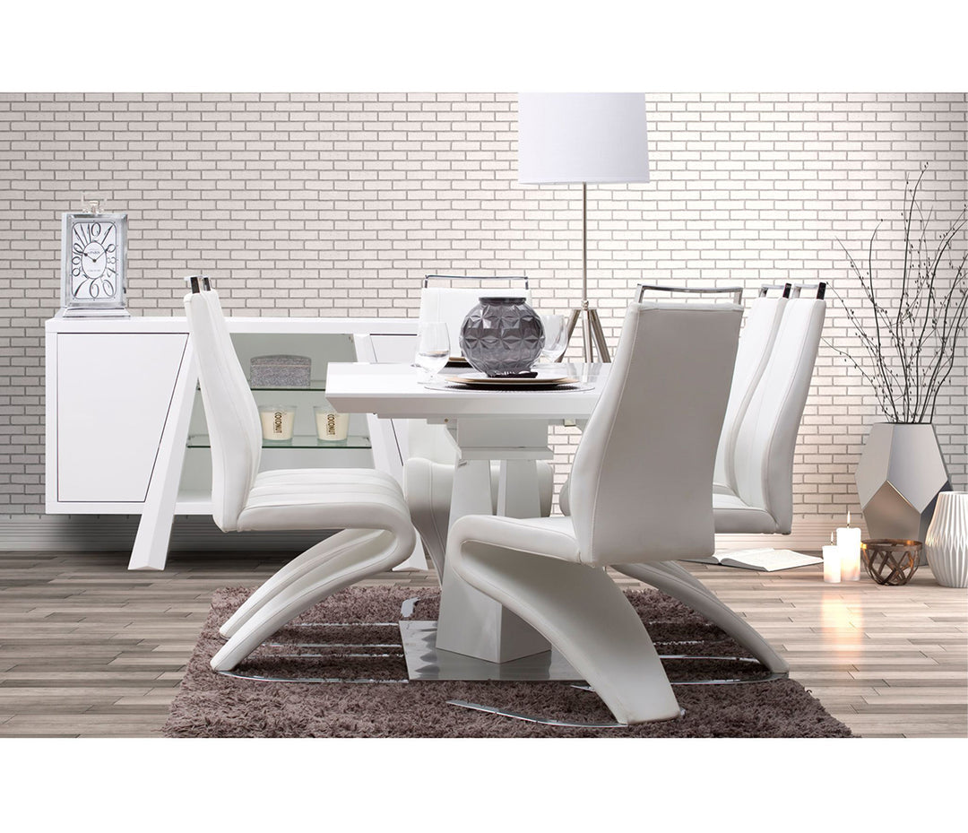 Manhattan Collection 7pc Dining Set with White Chairs
